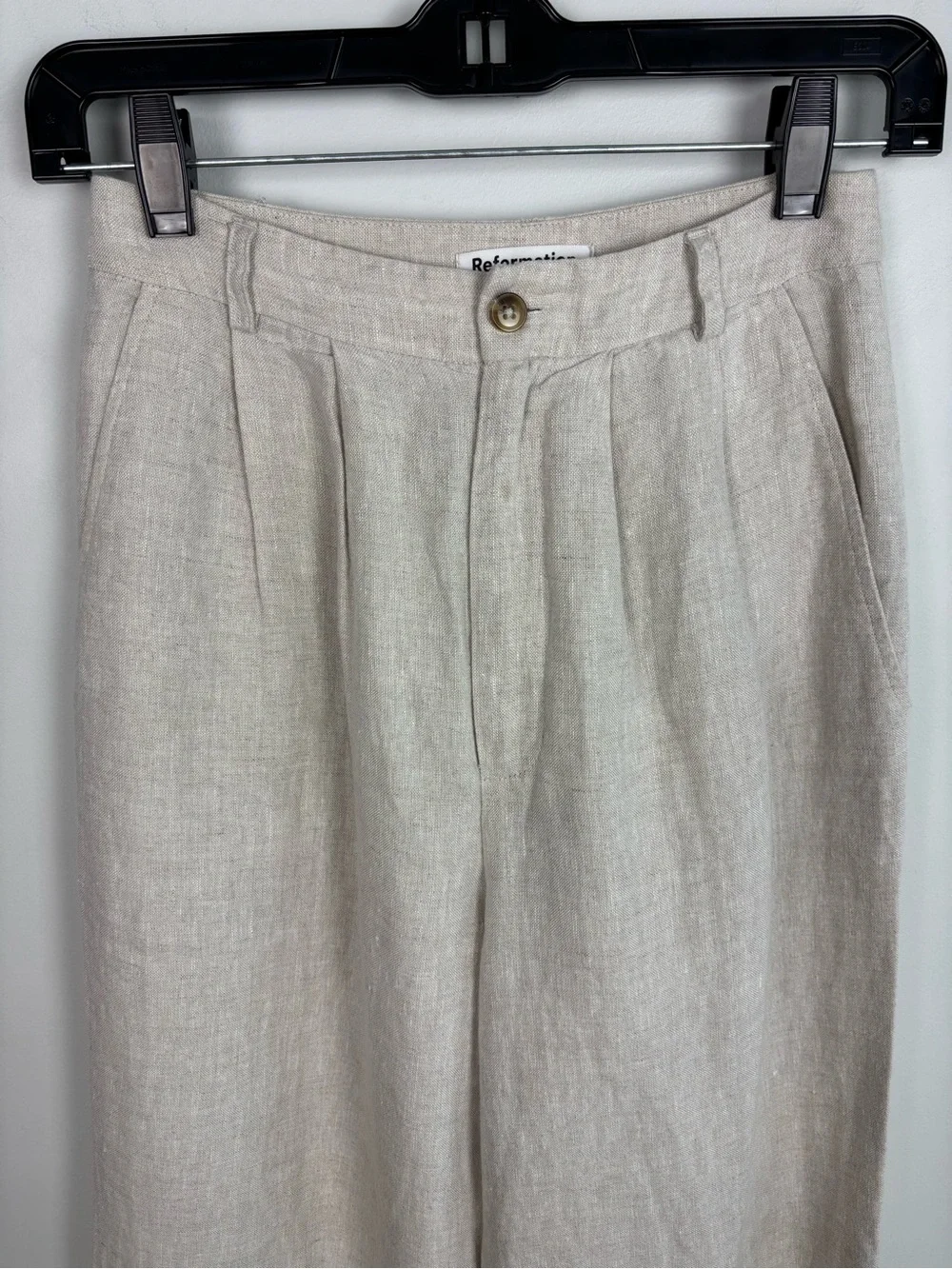 Reformation Mason Linen Pant in Oatmeal Size 0